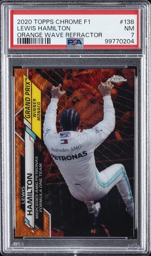 2020 TOPPS CHROME FORMULA 1 ORANGE WAVE REFRACTOR LEWIS HAMILTON 19/25 PSA 7