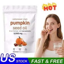 Pumpkin Seed Oil with Saw Palmetto, 3000mg Per Serving, 180 Softgels Capsules