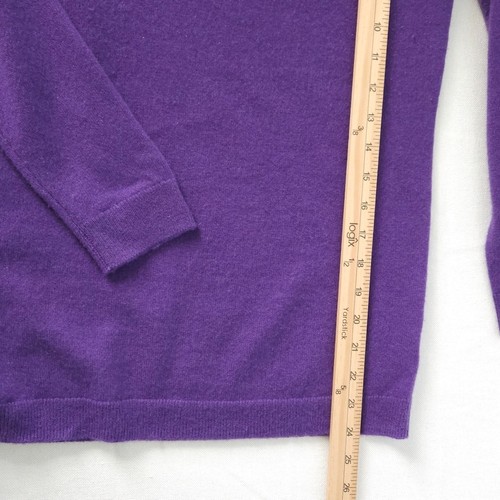 Maglione Talbots Petites 100% cashmere scollo a V PM viola lusso maglia morbida nuovo - Foto 8 di 9