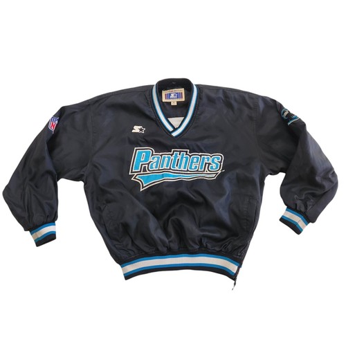 Vintage 90s Carolina Panthers NFL Starter Pullover Jacket Size Medium Black