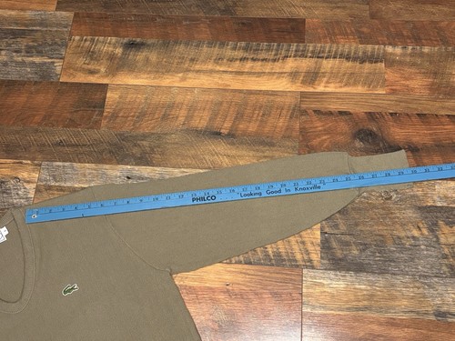 Suéter De Colección Izod Lacoste Cuello en V M Croc Logo Orlon Acrílico Años 70 80 Verde Guisante - Imagen 6 de 7