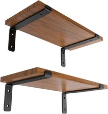 11.25" Floating Shelf Bracket Set 4 Heavy Duty Wall Mount Matte Black 1/4" Thick