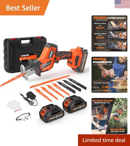 Sierra recíproca inalámbrica con baterías de 2x4000 mAh y 8 hojas, alimentación sin escobillas - Imagen 1 de 10