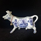 Vintage DBL Delft Holland Cow Milk Jug / Creamer "Windmill & Flowers"