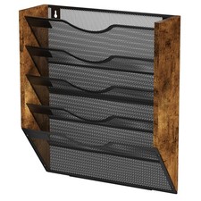 Ironwood Hanging Wall File Organizer, 5 Pocket Mesh Organizer Wall Mounted wi...