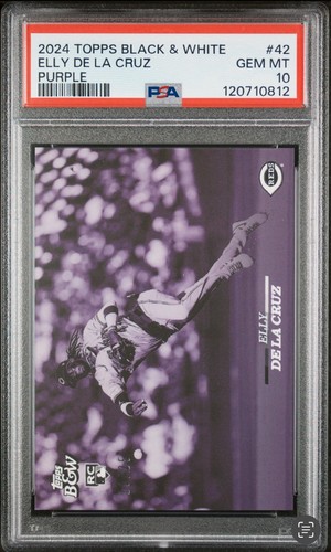 Elly De La Cruz RC Rookie | 2024 Topps Black & White /25 Purple | PSA 10 Reds