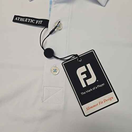 Neu mit Etikett FootJoy Solid Lisle Golf Polo mit selbstkragen Herren Größe Large weiß ProDry - Bild 6 von 10