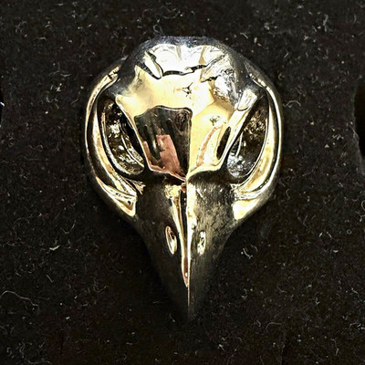Men's Silver Stainless Steel Bird Skull Animal Ring Size 8