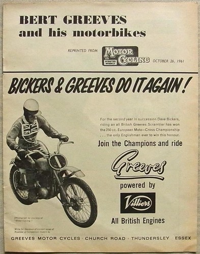 BERT GREEVES & His Motorbikes Artikel nachgedruckt vom Motorrad 26.10.1961