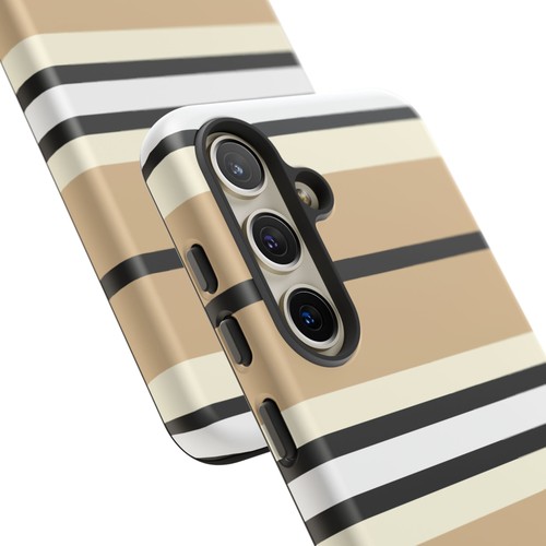 SHSD Tough Phone Case, Apple iphone Galaxy Pixel, Tan Black White Cream Stripes - Picture 171 of 229