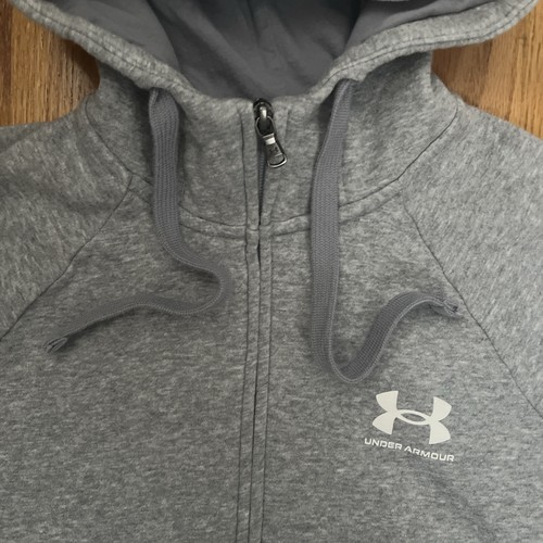 Under Armour Hombres Sudadera con Capucha Raglán Cremallera Completa Chaqueta Polar Gris Talla Mediana - Imagen 3 de 5