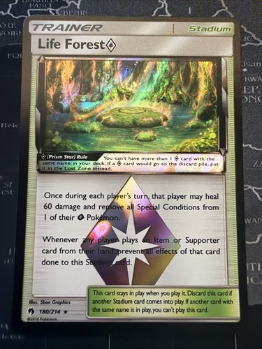 Pokemon Card Life Forest 180/214 Lost Thunder Prism Rare Holo