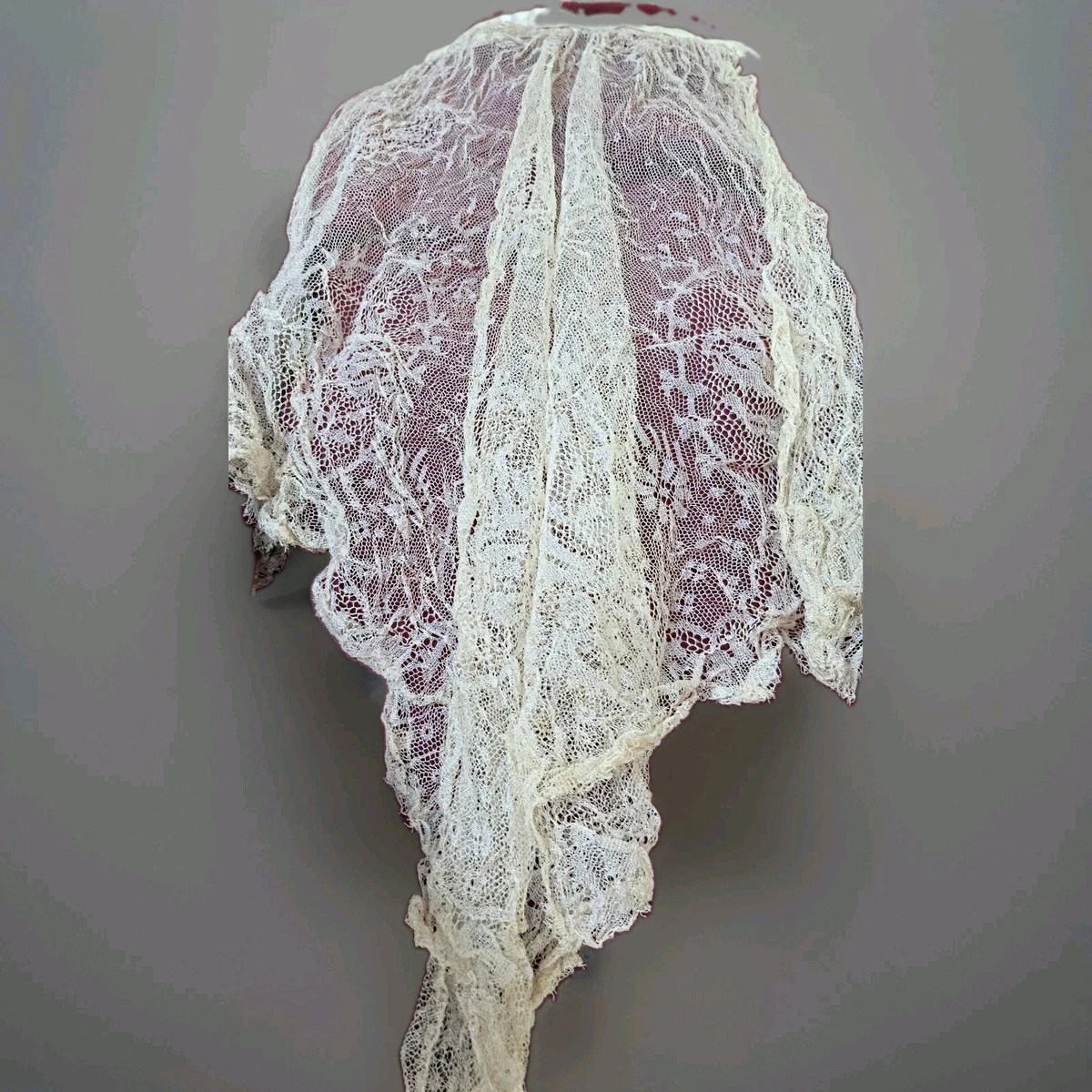 Corbata de encaje vintage o antigua, jabot o corbata decorativa - Juego de 2