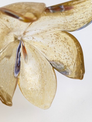 Blumen Figur Bernstein mundgeblasen Kunstglas Glitzer lockiger Stiel Murano-Stil Lilie - Bild 5 von 10