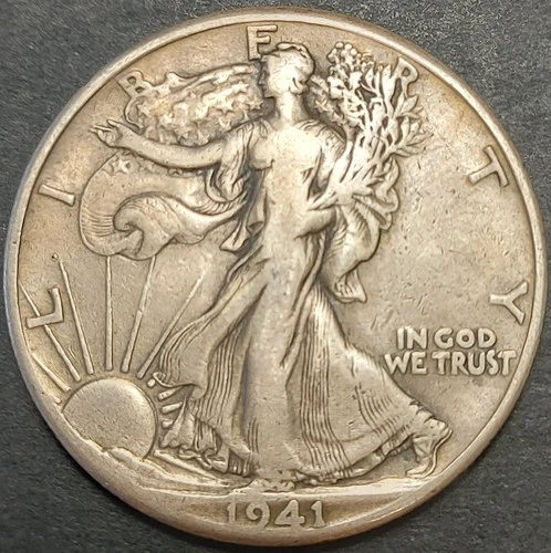 U.S.A. UNITED STATES 1/2 HALF DOLLAR 1941 Walking Liberty Half DollarKM#142 VF++
