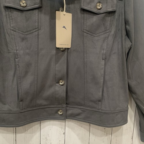 Tommy Bahama XL Salina Sands Trucker Jean Jacket Faux Suede Dark Gray NWT $148 - Picture 7 of 15