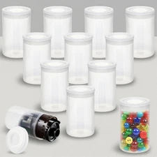10 PCS Empty Clear Film Canisters with Lids, Small Film Canister Storage Contain