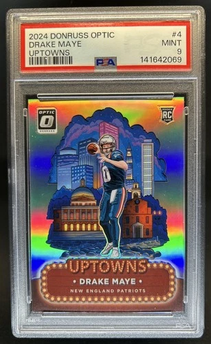 2024 Panini Donruss Optic Drake Maye Uptowns RC Rookie SSP #4 Patriots PSA 9