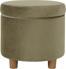 Ottomano contenitore rotondo imbottito arredo casa con contenitore per letto ...