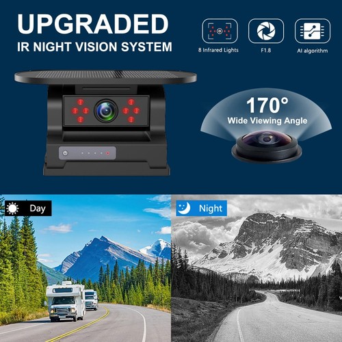 Magnetic Solar Wireless  7'' Monitor DVR 1080P Backup Camera BSD For RV Trailer - Picture 9 of 13