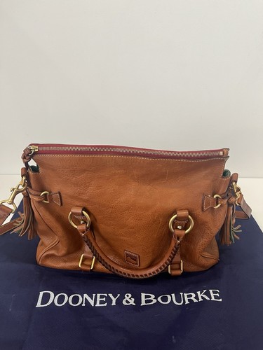 Dooney and Bourke Florentine Large Satchel Chestnut Leder Handtasche mit Staubbeutel