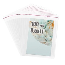Self Sealing Cellophane Bags 100 PCS Clear Resealable Sleeves Bags for 8.5x11 Ph