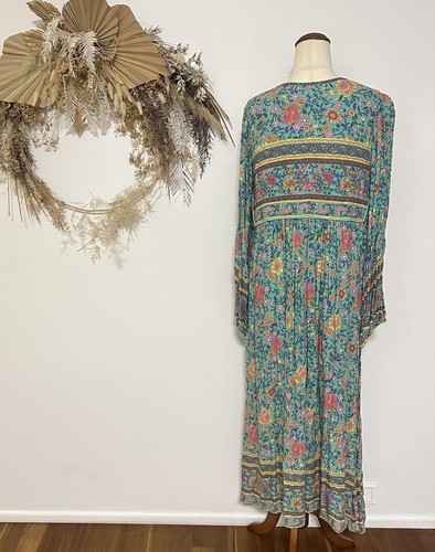 Spell & The Gypsy Folk Town Midi Maxi Dress Size S Turquoise Boho Unicorn Floral - Picture 10 of 18