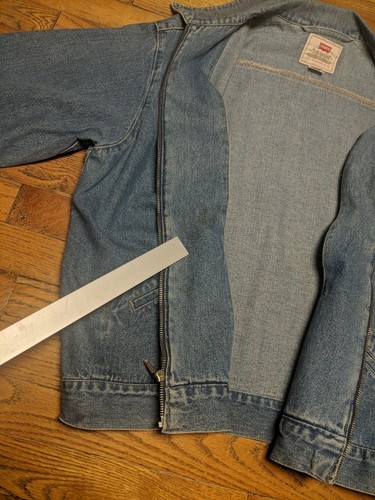 Giacca camionista jeans vintage 97 Levis bianca linguetta denim zip uomo taglia large WPL-423 - Foto 14 di 18