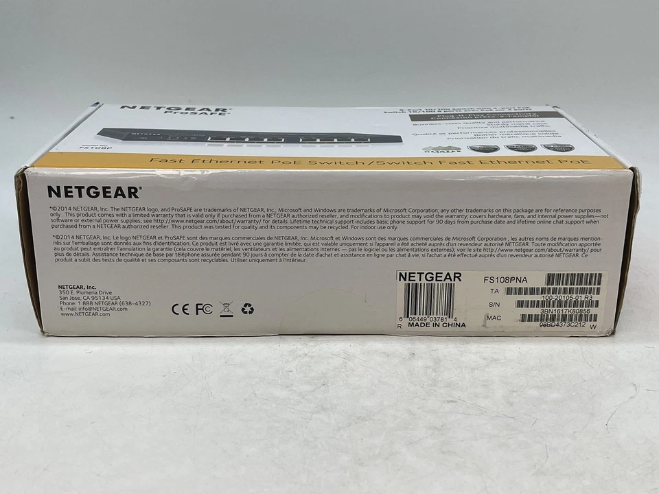 NETGEAR ProSafe 8-Port Fast Ethernet Switch with 4-Port PoE FS108P FREE S/H - Image 4 of 4