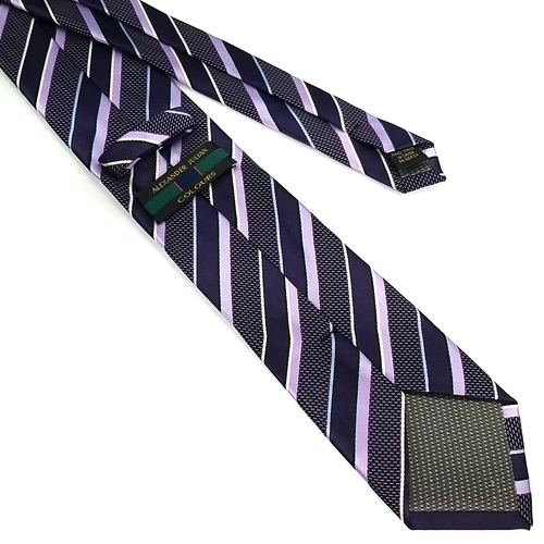 Alexander Julian Colours Luxury Narrow Tie Purple Striped Necktie 60" x 3" - Picture 4 of 6