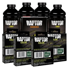 U-POL 821 + 4864 Pine Green 4L Raptor Truck Bed Liner Kit (Gun Not Included)