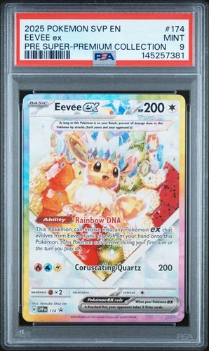 2025 POKEMON PRISMATIC EVOLUTIONS SUPER-PREMIUM COLLECTION PROMO EEVEE EX PSA 9