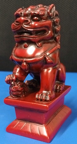 Paar chinesische rote Harz Foo Hunde Wächter Löwe Figur  - Bild 11 von 16