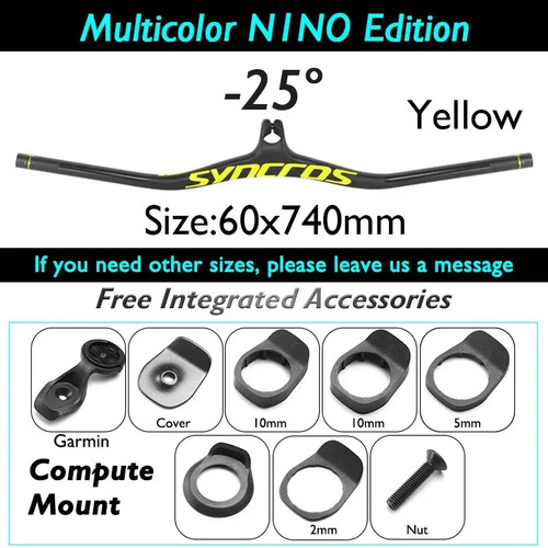 Carbon Fiber Mountain BMX Bike Integrated Handlebar with Stem -8/-17/-25 Degree - Picture 14 of 42