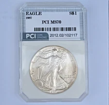 1987 American Silver Eagle ☆ PCI Graded ☆ .999 Fine Silver