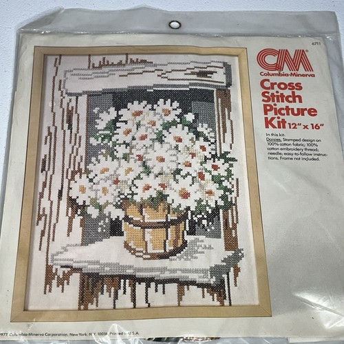 Columbia Minerva Nuevo en Paquete Margaritas 6711 Estampado Punto de Cruz Kit de Fotos - 12”x16” - Imagen 2 de 3