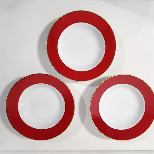 6 cuencos para sopa pasta Ten Strawberry Street Halo borde rojo borde dorado blanco 9-1/8" - Imagen 8 de 12
