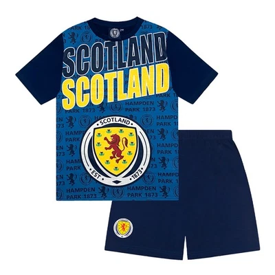 SCOTTISH FA Schottland Jungen Schlafanzug kurz Kinder Nachtwäsche offizielles Fußball Geschenk