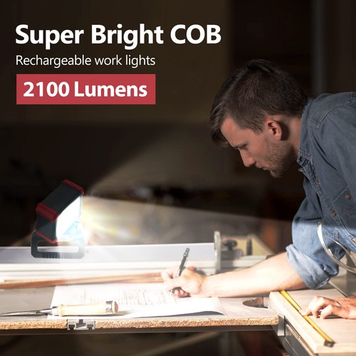 LED Rechargeable Work Light with Clamp, 2100LM Super Bright COB Magnetic Work... - Picture 3 of 7