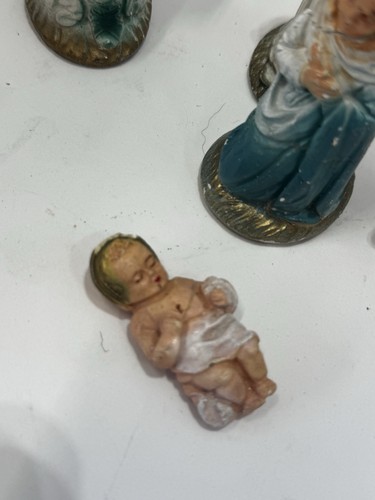 13 Pc Vintage Chalkware Nativity Set Figures Chalk Holy Family (See Pictures) - Picture 5 of 22
