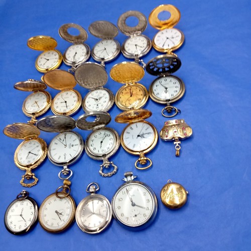 Job Lot Vintage And Later Pocket Watches Quartz Untested Mixed Sizes Designs - Picture 3 of 10