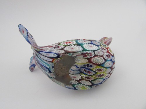 Scultura colomba uccellino millefiori vetro satinato KB Murano Italia vintage nuova con etichetta - Foto 10 di 10