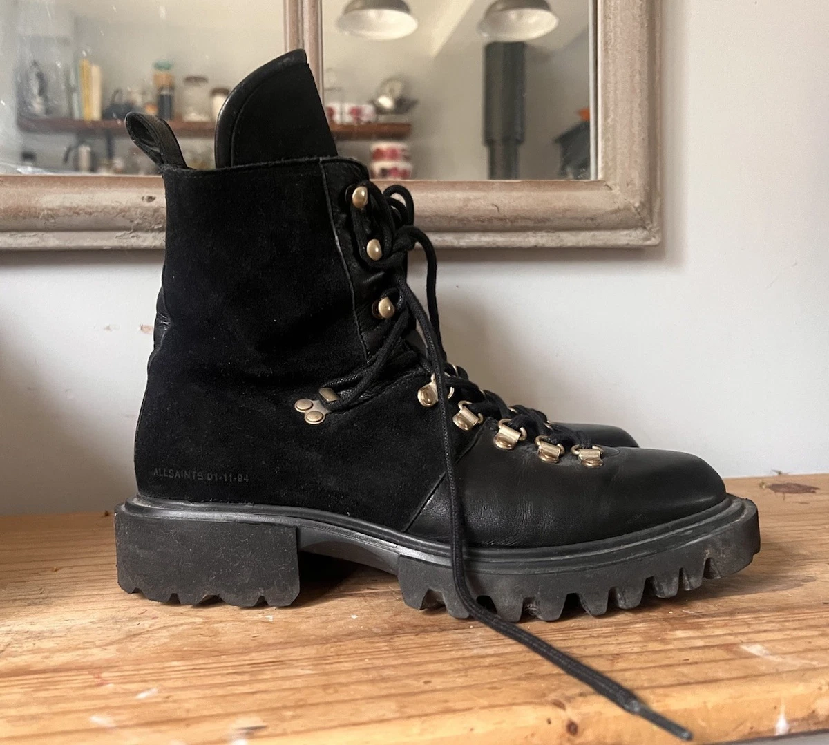 Talons Femme AllSaints – Cuir Marron Poussiéreux – Taille UK 7 – Neufs Avec Emballage D’origine