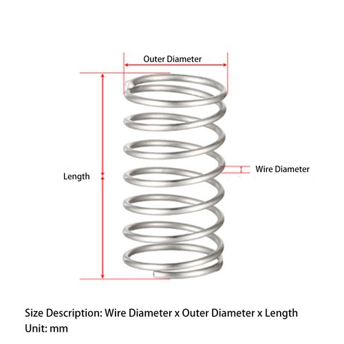 305mm Compression Spring Steel Wire 0.3-5mm Pressure Spring 304 Stainless Steel - Picture 2 of 5