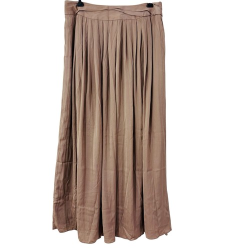 Chicos Womens Pleated Maxi Skirt Size 6 Neutral Silky Capsule Modest Flowy Chic - Picture 1 of 9
