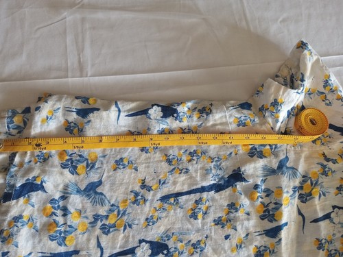 Isaac Mizrahi 100% Linen Button-Up Shirt Blouse 1x-Bird & Floral Print - Picture 9 of 12