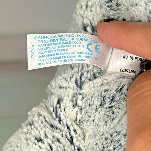 Aurora World Plush Raccoon Stuffed Animal Gray Baby Soft Striped 14" Floppy Toy - Bild 6 von 10