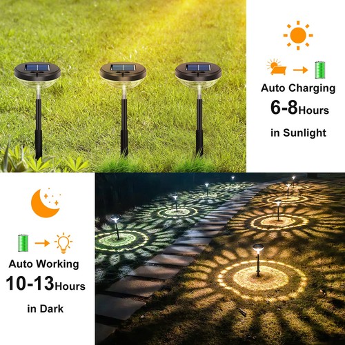 Luci Solari Luminose Percorso Confezione da 8, Bianco Caldo + LED Bianco Freddo Esterno IP67... - Foto 3 di 6