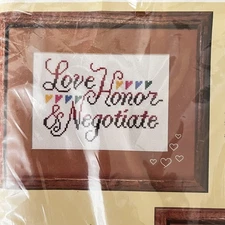 Vintage Creative Circle Cross Stitch Kit Framed Love Honor Negotiate Rainbow NIP