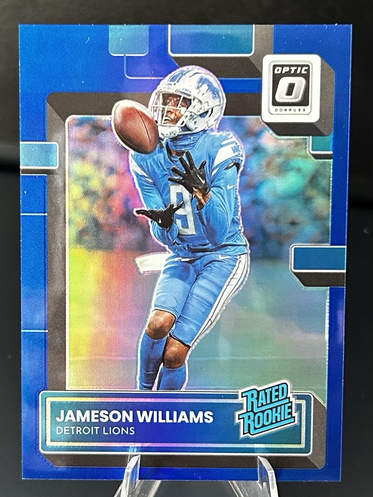 2022 Donruss Optic Jameson Williams Rated Rookie Blue Prizm SP /179 Lions RC 208